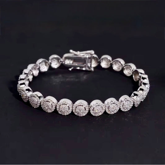 Bracelet Halo Tennis – Moissanite / Argent 925 8mm