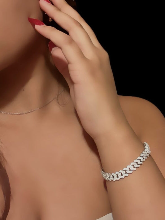 Bracelet Cubain en Moissanite