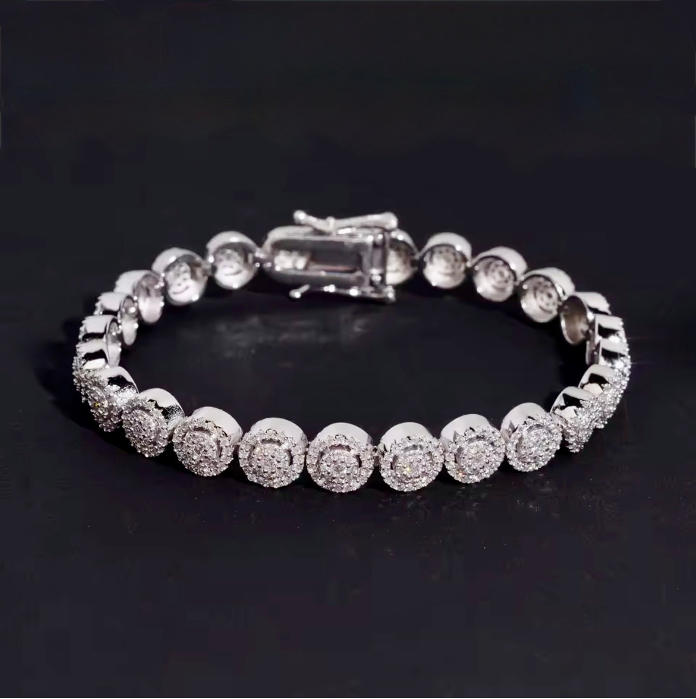Bracelet Halo Tennis – Moissanite & Argent 925 / 8mm