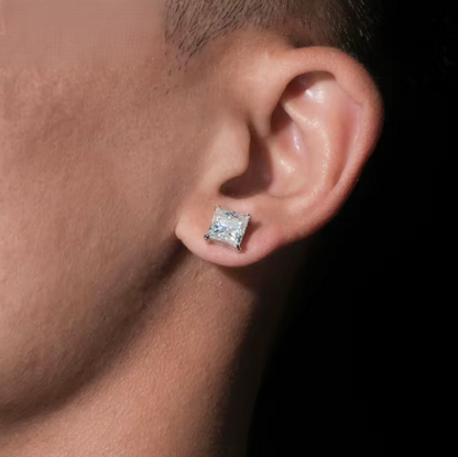 Boucles d’oreilles Moissanite Royale Carrée – Plaqué Or